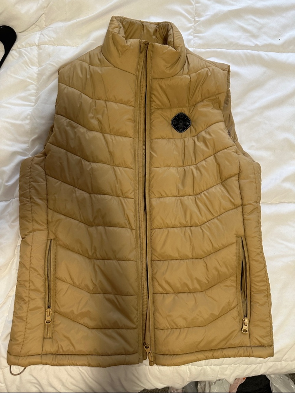 Women's Heated Quilted Puffer Vest in Camel - Picture 3 of 6